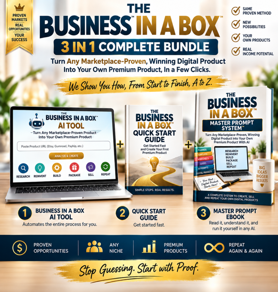 Business in a Box: The Marketplace-Proven Product Creation: No Upsell. One-Time Payment Only.