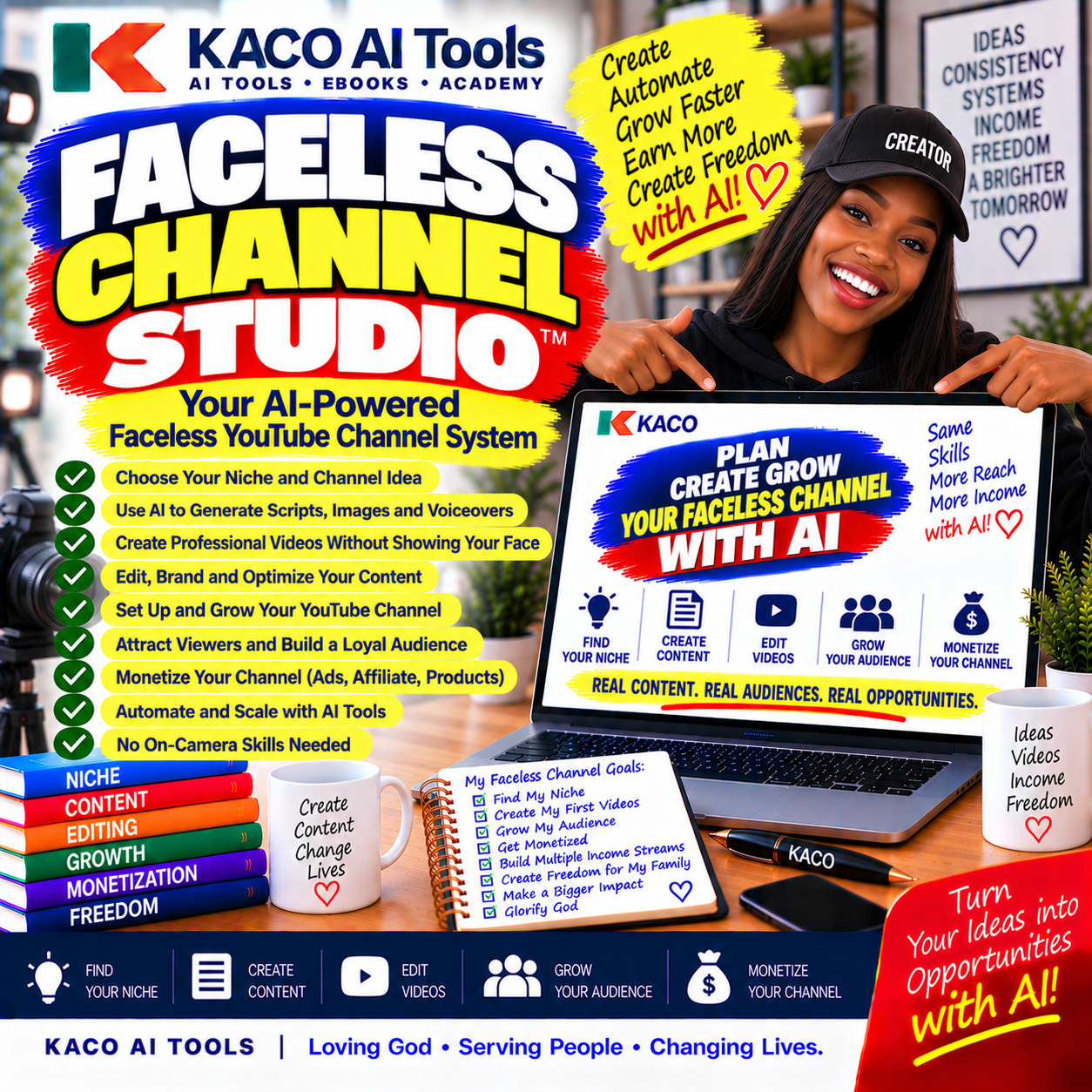 Faceless Channel Studio AI-powered faceless YouTube channel system by KACO AI Tools