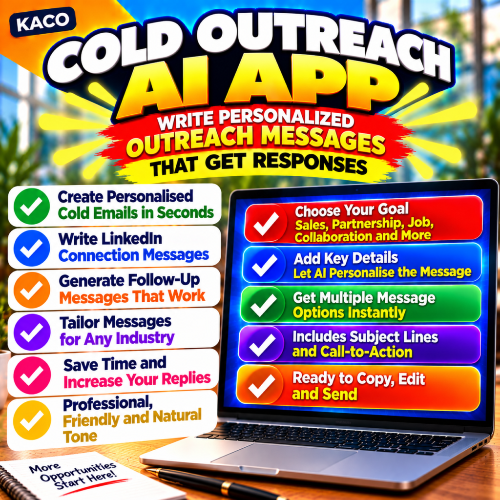 KACO Cold Outreach AI App - personalised cold emails and LinkedIn openers in seconds