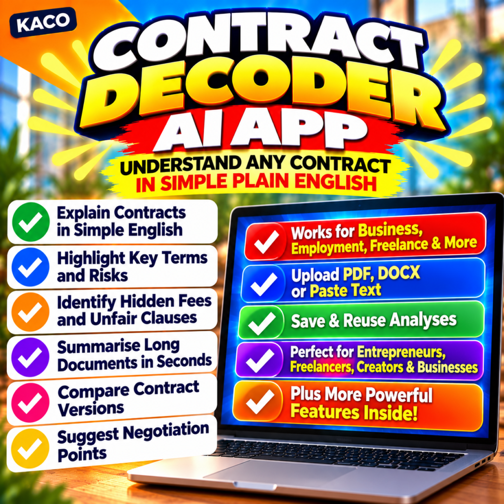 KACO Contract Decoder AI App - understand contracts in simple plain English