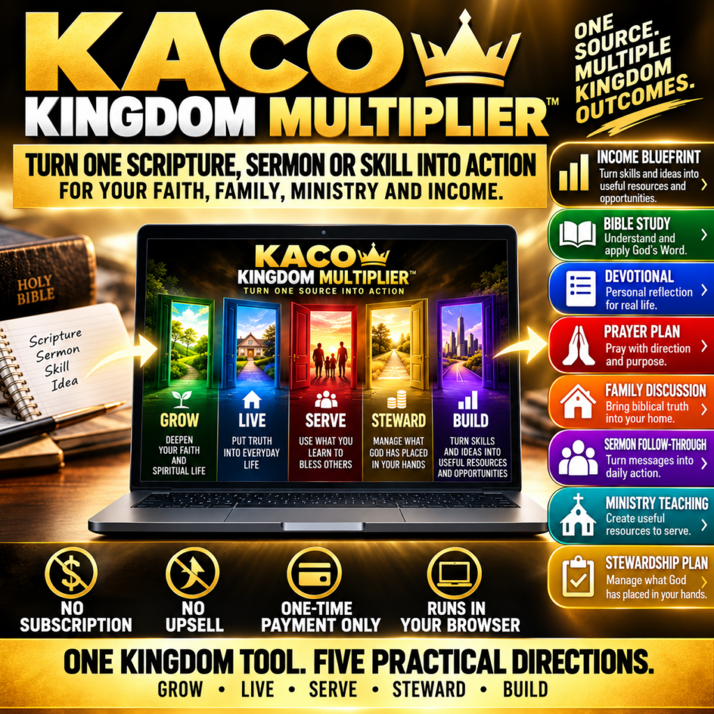 KACO Kingdom Multiplier - turn one Scripture, sermon or skill into action