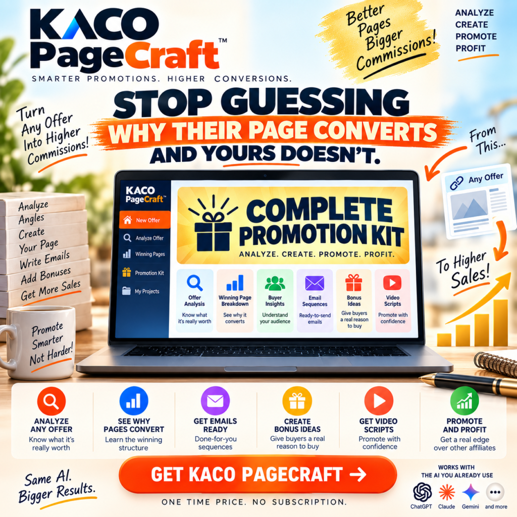 KACO PageCraft: Turn Any Winning Offer Into a Complete Promotion Kit: No Upsell. One-Time Payment Only.