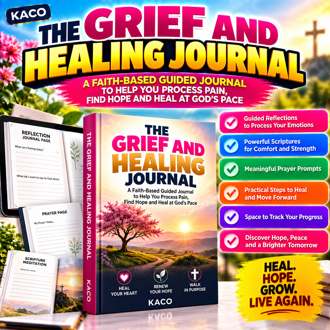 The Grief and Healing Journal - faith-based Christian grief journal for comfort, prayer and healing
