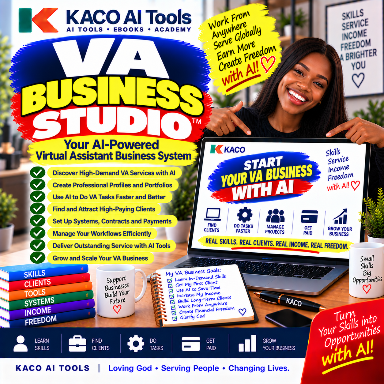 VA Business Studio AI-powered virtual assistant business system by KACO AI Tools